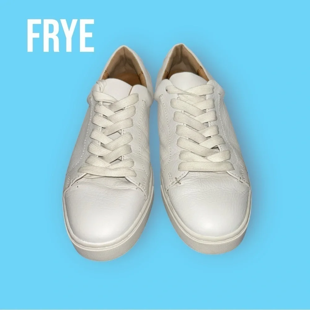 Frye Women's Tumbled Leather Ivy Low Lace Sneakers White Size 9 M